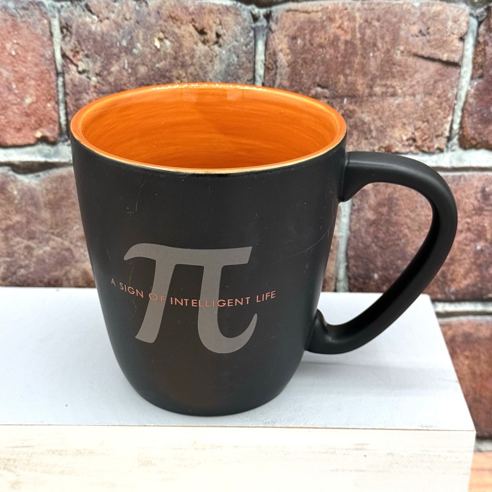 Givenchy Paris Large Coffee‎ Mug "A Sign of Intelligence" Pi Math Orange Black